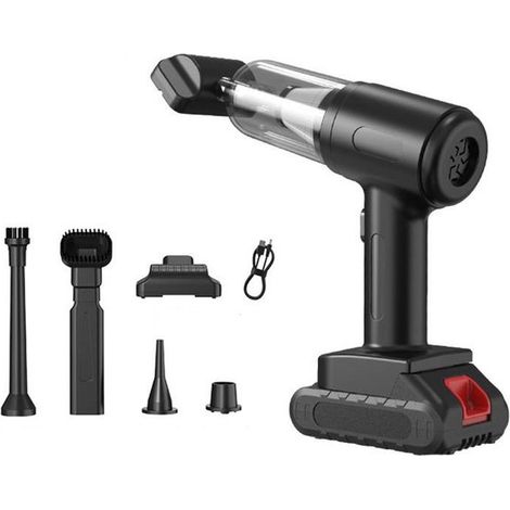 Aspirapolvere portatile senza fili per auto, mini aspirapolvere ricaricabile, nero, 5 accessori, 16000 Pa (1/4)
