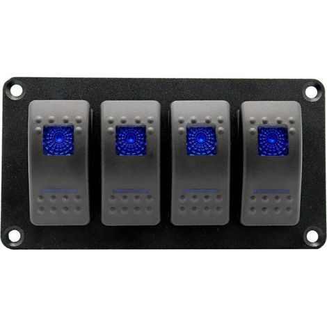 Panneau d'interrupteur à bascule 12V – 4 interrupteurs rétroéclairés – Aluminium étanche pour bateau et véhicule – Installation facile (1/5)