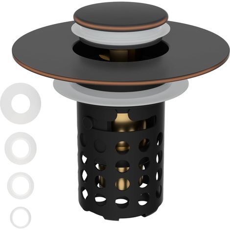 Kleiner Eckwaschbecken-Abflussfilter mit herausnehmbarem Edelstahl-Filterkorb, 3-in-1 universeller Pop-up-Abflussstopfen. (1/4)