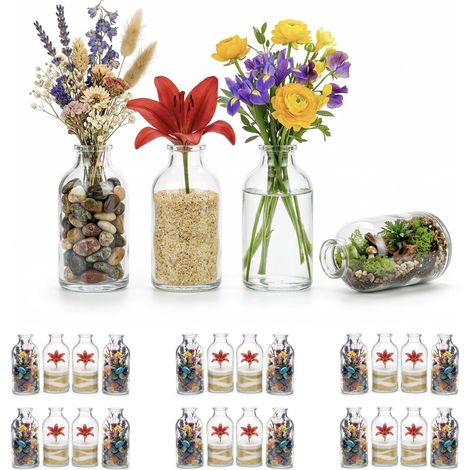 Lot de 24 Mini Vases Deco Table Soliflore 100ml – Petit Vase en Verre 100 ML Mariage Champêtre Baptême Événement Décoration Maison Vintage Fiole Fleurs Jardin Table Deco (1/5)