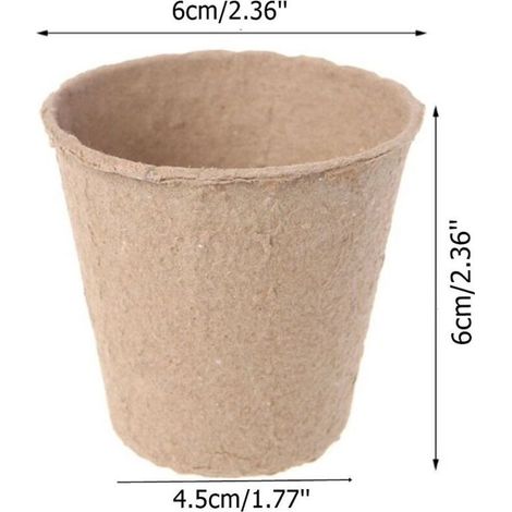100 Pièces 6CM Pot de Culture Biodegradable pour Semis, Peti Pot pour Plantation, Godets de Rempotage Degradable, pour Jardin, Potager, Serre (1/3)