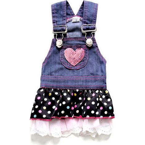 Combinaison En Jean Pour Chien - Vêtement Pour Animaux De Compagnie - Taille Unique - Avec Poche Et Bavette - Pour Chiots Et Chats (1/5)