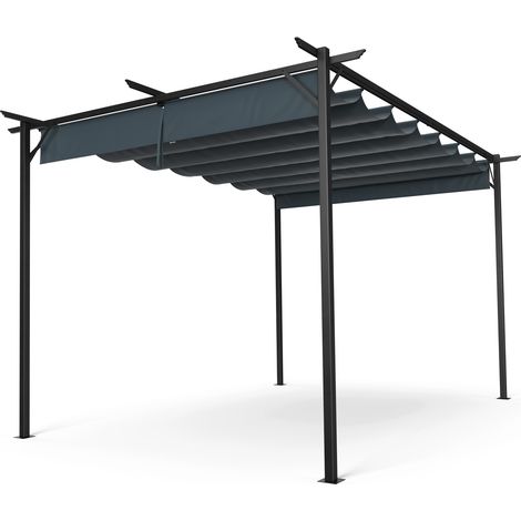 Blumfeldt Pergola 3x4 m, Wetterfestes Polyesterdach & Pulverbeschichteter Stahlrahmen, Ganzjährig Nutzbar, Einfache Montage, Stabiler Schutz Für Garten & Terrasse