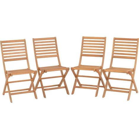 4er Set Klappgartenstühle - EDEN - FSC Eukalyptus Holz - 57,5 x 46,5 x H90 cm (1/5)