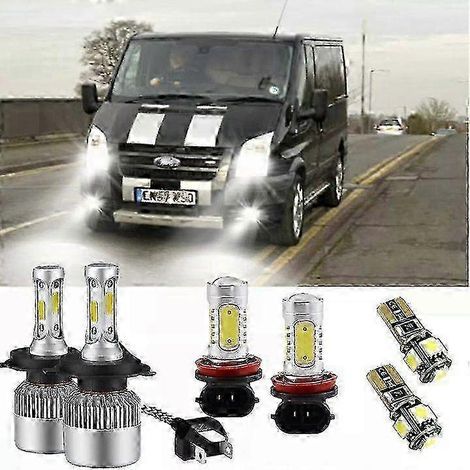 Ampoules de phares LED blanches 55 W 6000 K HID pour John Ford Transit MK7 (feux de route/croisement/antibrouillard/position) - Kit SZRH A-DS