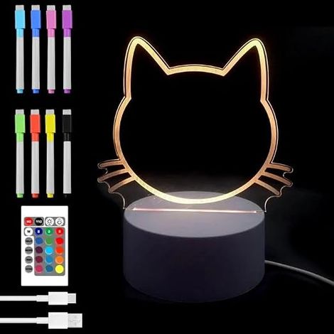 Acrylic LED Night Light Creative DIY LED Lamp with Remote Control Erasable Pen Personalized Baby Night Light LED Bedside Lamp for Kids Children Day Gift