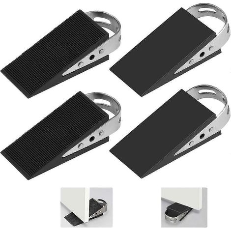 Cale de porte en caoutchouc, lot de 4 cales de porte mobiles, protection de porte noire, caoutchouc antidérapant. (1/5)