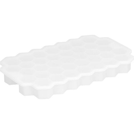 Eiswürfelform mit 37 Fächern, Deckel aus lebensmittelechtem Silikon, Eiswürfelform für Bars und Haushalte, weiß (1/5)