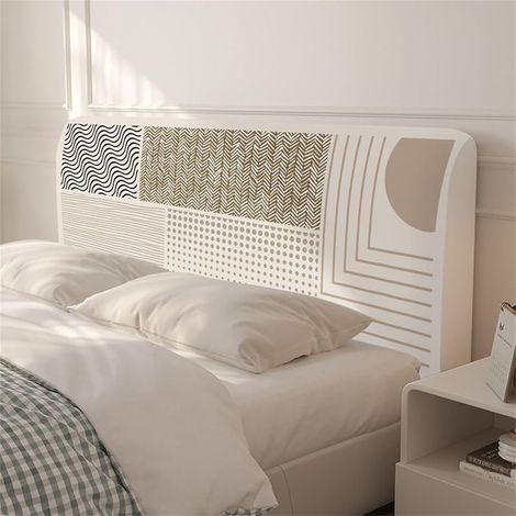 Housse de Protection Tête de Lit Moderne, Rayures Housse Tete de Lit Extensible, Housse Tete de Lit Doux, Housse de Tête de Lit Lavable pour Simple Double King (Marron Clair,160cm) (1/5)