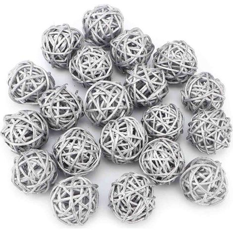 20 Pièces boules de rotin décoratives multicolores en osier, Boules Décoratives Orbes, Ornement De Remplissage De Bol De Vase Bricolage Pour la M on, Remplissage De Vase Pour L'artisanat, Fête