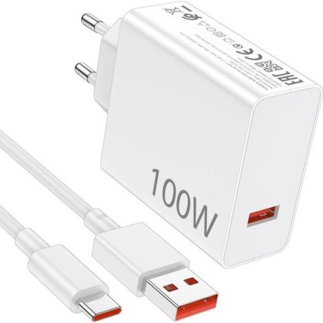 100W Chargeur Rapide pour Xiaomi 15T Pro 15 Ultra POCO X7 Pro,Chargeur Turbo Hypercharge avec 6A Câble USB C 1M pour Redmi(L020) (1/5)