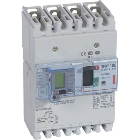 Disjoncteur magnétothermique différentiel DPX³160 pouvoir de coupure 36kA 400V - 4P - 63A - LEGRAND