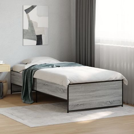 Cadre de lit avec sommier à lattes 75 x 190 cm en bois d’ingénierie sonoma gris - PANGIVO (1/5)