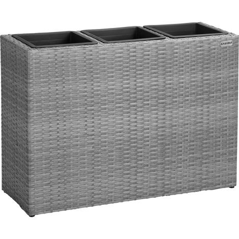 CASARIA® Fioriera 3 Vasi Portafiori Giardino Drenaggio Acqua Arredo Giardinaggio Grigio