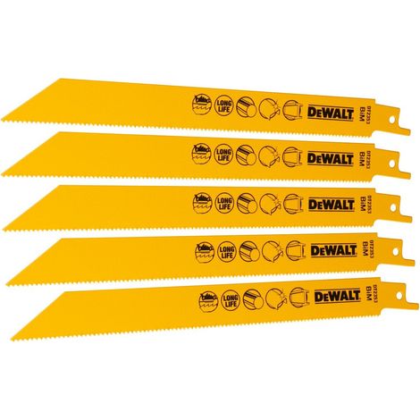 Bi-Metal Metal Cutting Reciprocating Blade 203mm Pack of 5 DEWDT2353QZ