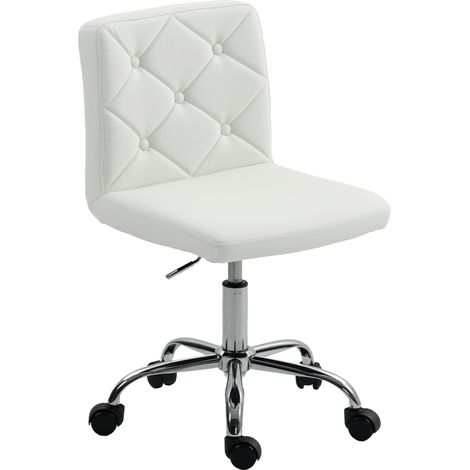 Fauteuil de bureau réglable en cuir PU 44x50x78-88 cm blanc