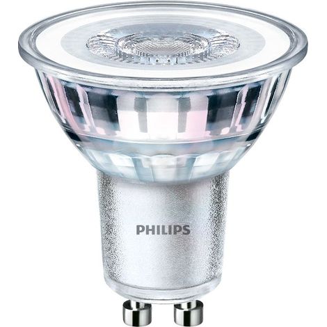 Philips – Ampoule LED GU10 4,6 W 36° – Corps en verre – Bonne reproduction des couleurs Ra80 – Éclairage directionnel pour espaces confinés