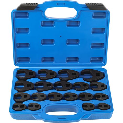 19pcs Jeu de Clé à Tuyauter à Tête Pivotante 1/2' et 3/8' Clé à Fourche, Clé Polygonale Ouverte 6 pans, Clé Crowfoot Taille de 8-32mm Matériau CR-MO (1/5)