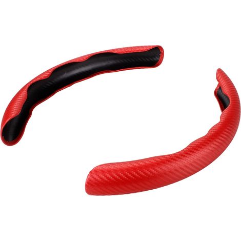 APEX Housse de volant en fibre de carbone, housses de volant universelles antidérapantes pour la plupart des voitures, lot de 2, rouge (1/3)