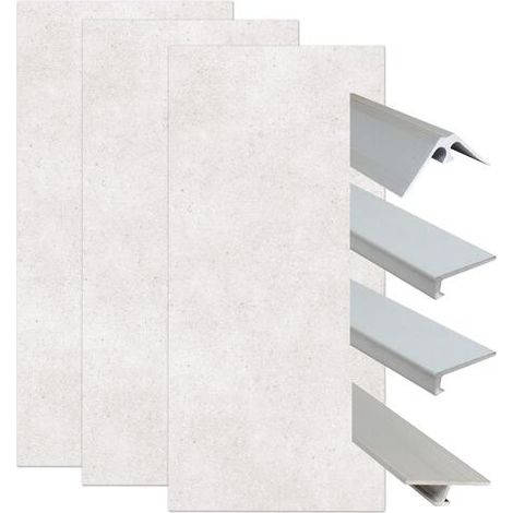 ONDEE ZEN - Pack complet de montage panneaux muraux Terrazzo 200 cm - Profilé chromé inclus
