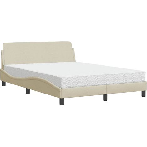 Maison Exclusive - Bett mit Matratze "Dover" Creme 140x190 cm Sto (1/5)