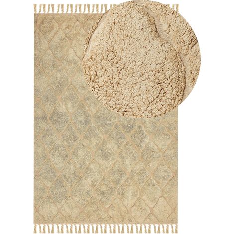 Teppich SANLIURFA Sandbeige 160 x 230 cm Baumwolle