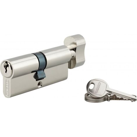 Cylindre de serrure à bouton double 40 x 40 mm – 3 clés fournies – Protection renforcée – Pour portes intérieures et extérieures (1/2)