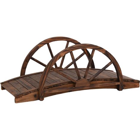 Pont de jardin avec demi-roue 99x50x38 cm bois de sapin massif