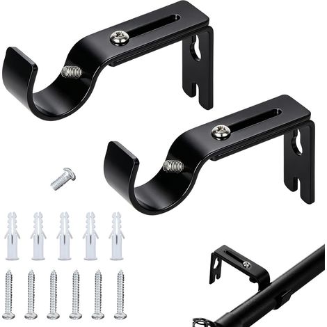2 Pièces supports muraux réglables, support tringle rideaux 25 mm, pour barre de 20 à 25 mm, salle de bain, chambre et balcon (1/5)
