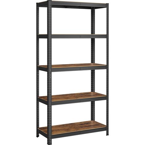 Étagère charge lourde métallique 180 x 90 x 40 cm 5 niveaux charge totale 875 kg (175 kg/niveau) étagère de rangement planches réglables pour garage cave noir 120... (1/5)