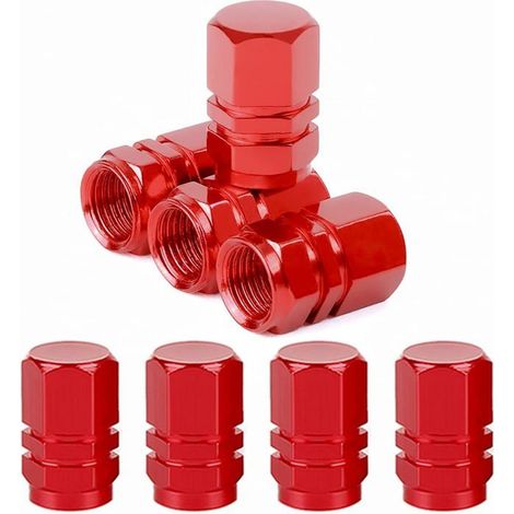 BelleRise - Lot de 8 bouchons de valve de pneu Bouchon de valve en aluminium avec joint torique en caoutchouc Cache-poussière universels (1/5)