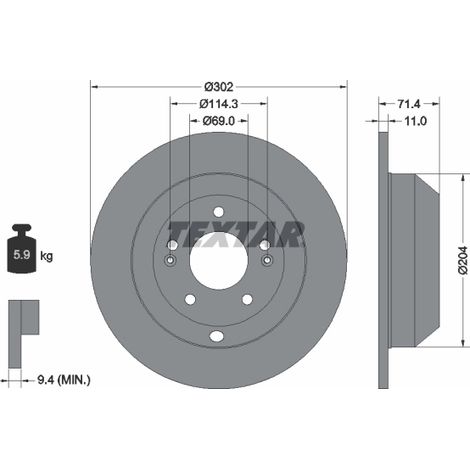 Lot de 2 Disques de frein Textar 92223403 HYUNDAI 584112P000 584112W010