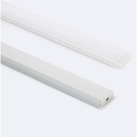 Aluminiumprofil Einbau für LED Streifen bis 18 mm Aluminium 2 m Weiß transluzent (1/4)
