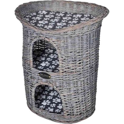 Katzenhaus mit 2 Etagen und Kissen Weide vidaXL (1/5)