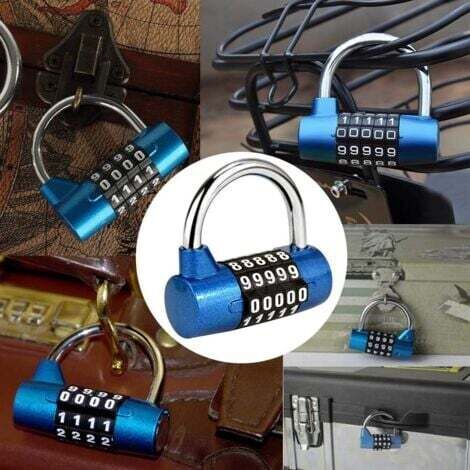 NALOOKAMIC Cadenas à Combinaison à 5 Chiffres, Cadenas pour Gymnase, Peut être Réinitialisé Serrures à Combinaison, pour l'Ecole, Casier Sportif et Sport, Etui, Boîte à Outils, Clôture
