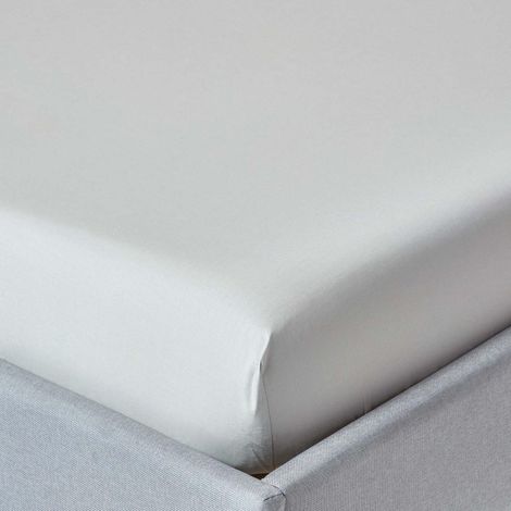 HOMESCAPES Silver Grey Egyptian Cotton Fitted Sheet 200 Thread Count, Super King - Silver Grey