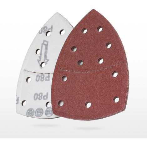 Lot de 20 Feuilles Abrasives Triangles Papier Ponçage de 105 x 152 mm, grain 80, adaptées pour différentes ponceuses (1/5)