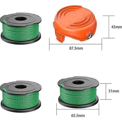 Nouveau pour coupe-bordures Black & Decker GL8033 GL9035 A6486 GL7033 : 3 bobines de fil + 1 capuchon (1/3)