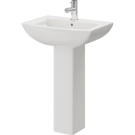 Wholesale Domestic Ailsa 600mm Basin with 1 Tap Hole and Full Pedestal