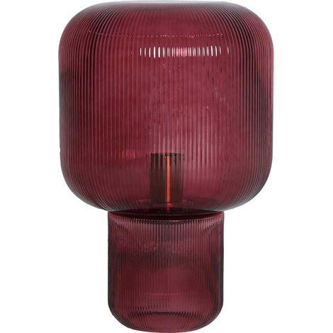 Lampe art déco en cristal bordeaux finition nervurée et touches dorées - Bordeaux cristal et doré élégant (1/3)