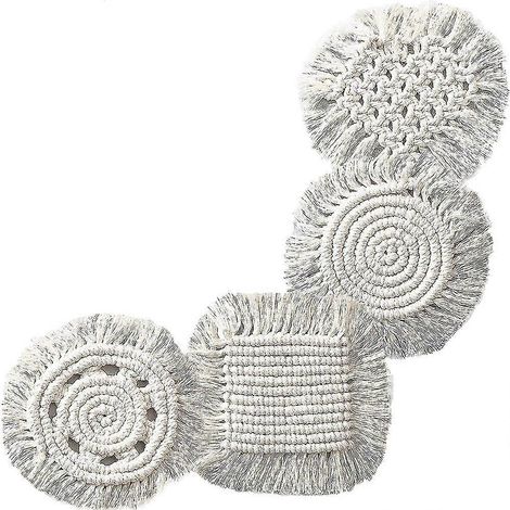 Sous-verres pour Table basse, paquet de 4 sous-verres en macramé pour boissons absorbantes, protègent les meubles de Dama (1/5)