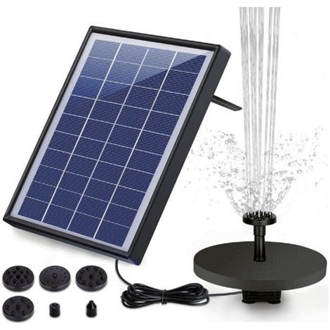 Fuente solar, batería de 1500 mAh, bomba solar para estanque, fuente solar flotante mejorada con 6 estilos de fuente para jardines, baños de pájaros, estanques. Visita la tienda de AISITIN (1/4)