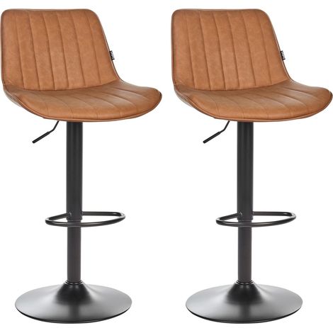 Set mit 2 Barstühlen DUBROVNIK Kunstleder drehbar Goldbraun