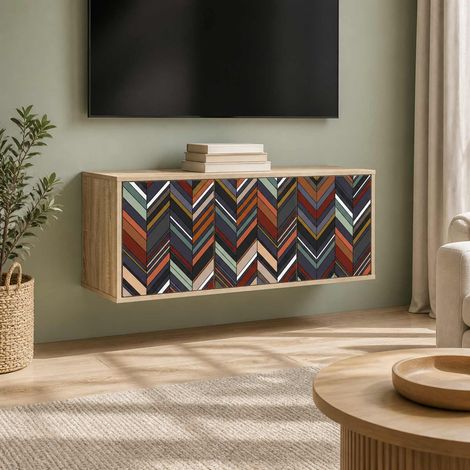 vidaXL Meuble TV mural OMMEN 102 x 33 x 40 cm Chêne Sonoma (1/5)