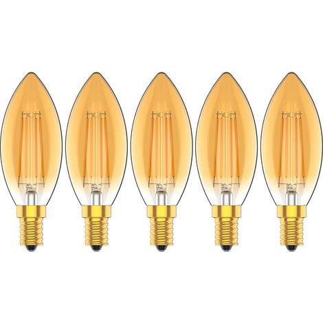 Ampoules Bougie à LED E14 4W, 30W Ampoule à incandescence équivalent, 2200K Blanc Chaud, 300LM, Cri80+, Petit Culot à Vis, Chandelier ampoules LED,Lot de 5