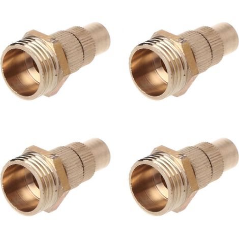 4pcs Brass High Atomization 1/2" Adjustable Nozzles Lawn Garden Water Misting Spray Nozzles Cooling Watering Driveway Multicolor (1/5)