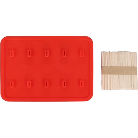 Popsicle, Crème Glacée, Modèle de Crème Glacée Alimentaire, Fournitures de Cuisine de Crème Glacée en Silicone Réutilisables MoldGrade avec 50 Bâtons (rouge). (1/5)