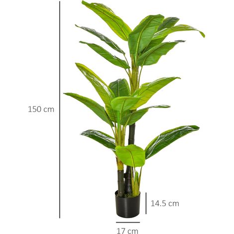 Bananier artificiel en pot de 150 cm, pour une utilisation intérieure et extérieure (1/5)