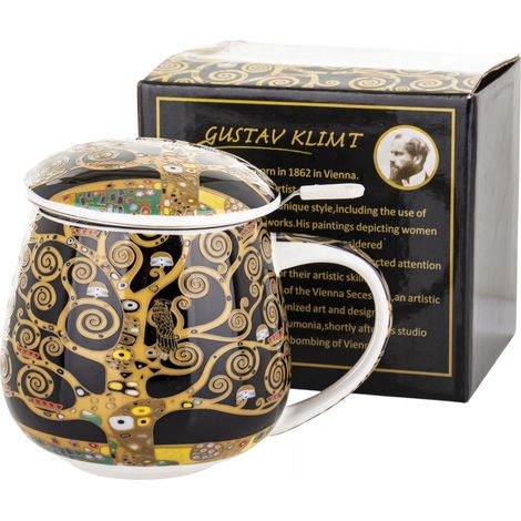 Fassbecher mit Teesieb in Originalverpackung, Duo Gustav Klimt Porzellan, 430 ml (1/5)