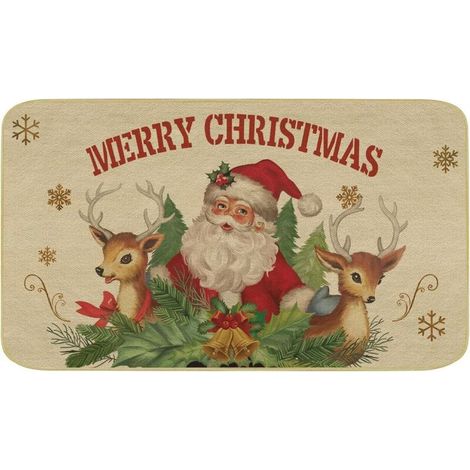 Tapis de Sol de Noël, Paillasson Noel, Tapis Antiderapant et Absorbant, Paillasson Père Noël Décoration de Noël, Tapis Entrée pour Couloir, Intérieur et Extérieur 40 X 60 cm (1/5)